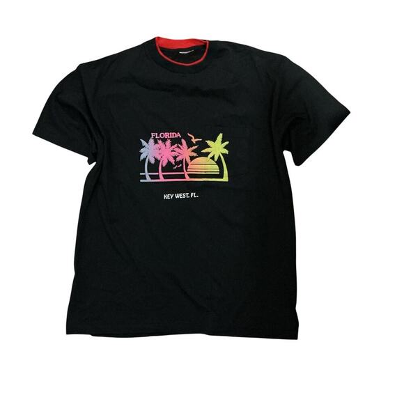 Vintage Florida Key West Palm Tree Tee Black Single Stitch Size XL - Picture 1 of 7